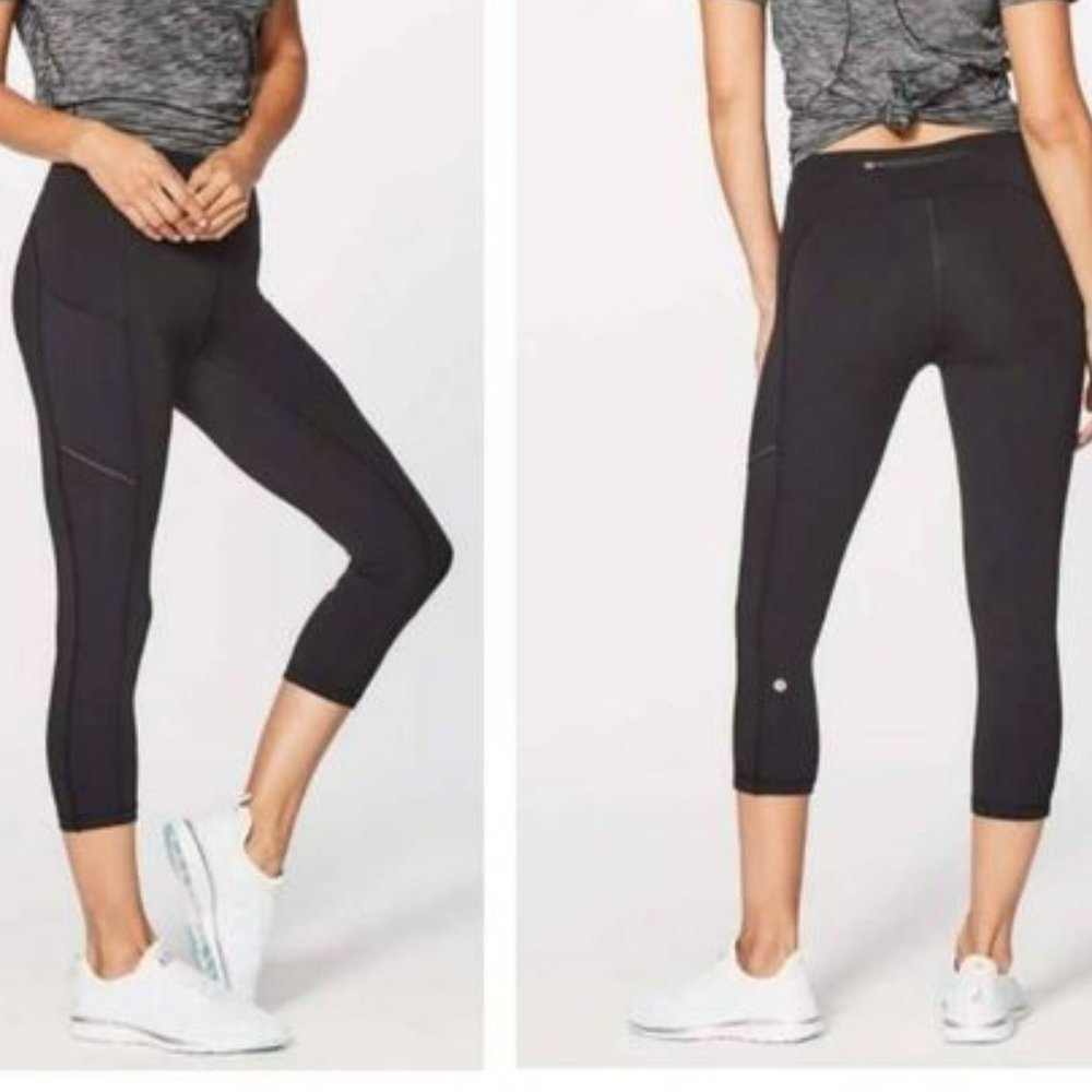 Lululemon Speed Up Crop Leggings Black Full-On Luxtreme Size 2